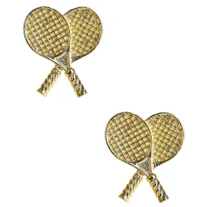 Double Tennis Racket Stud Earrings | Gold