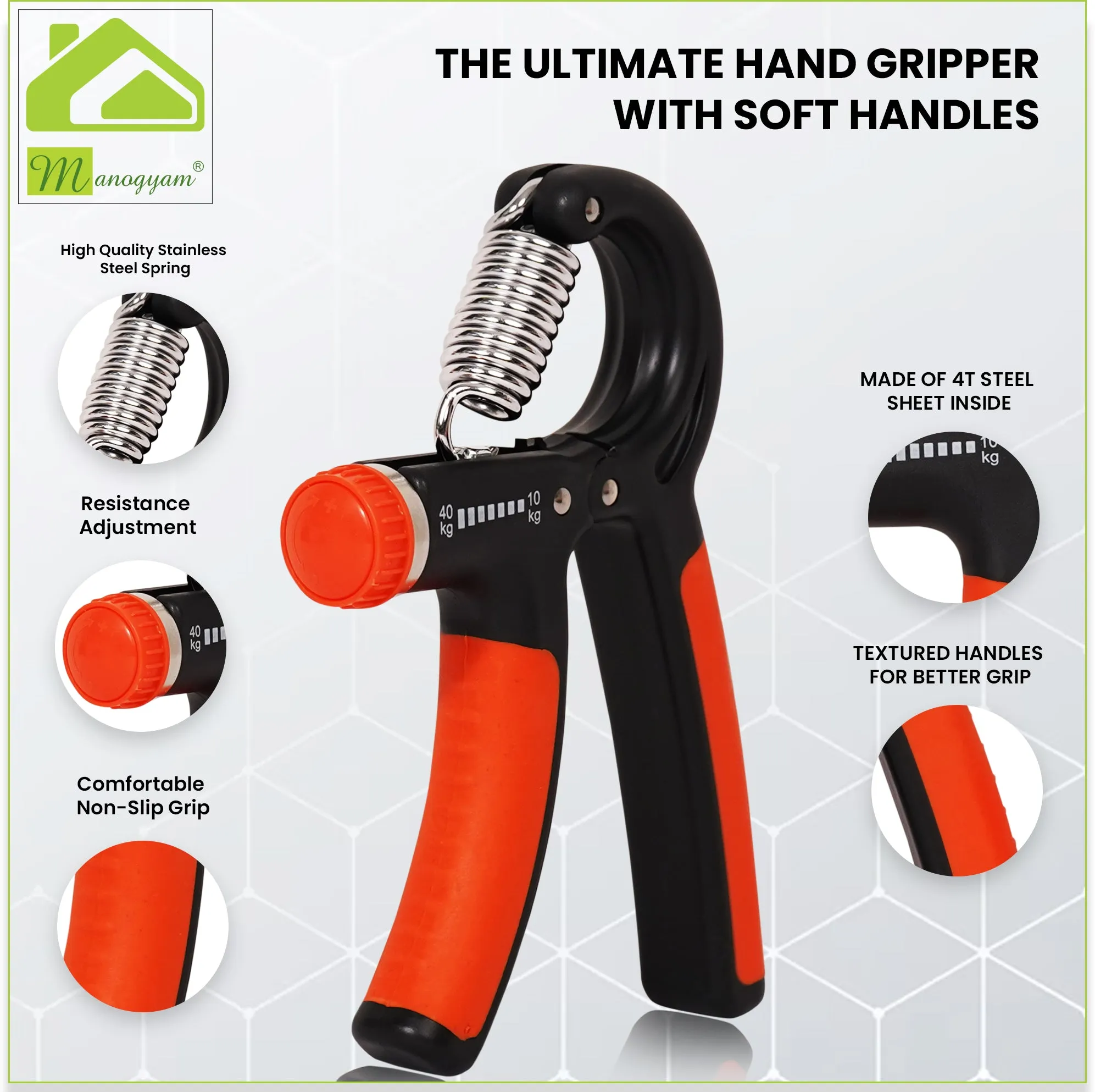 Double Toning Tube |Tummy Trimmer  |Pushup Bar And Ab Roller |Hand Gripper Orange