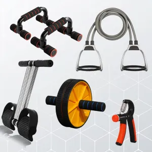 Double Toning Tube |Tummy Trimmer  |Pushup Bar And Ab Roller |Hand Gripper Orange