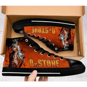 Dr Stone Ishigami Senku Shoes High Top Sneakers for Kids and Adults