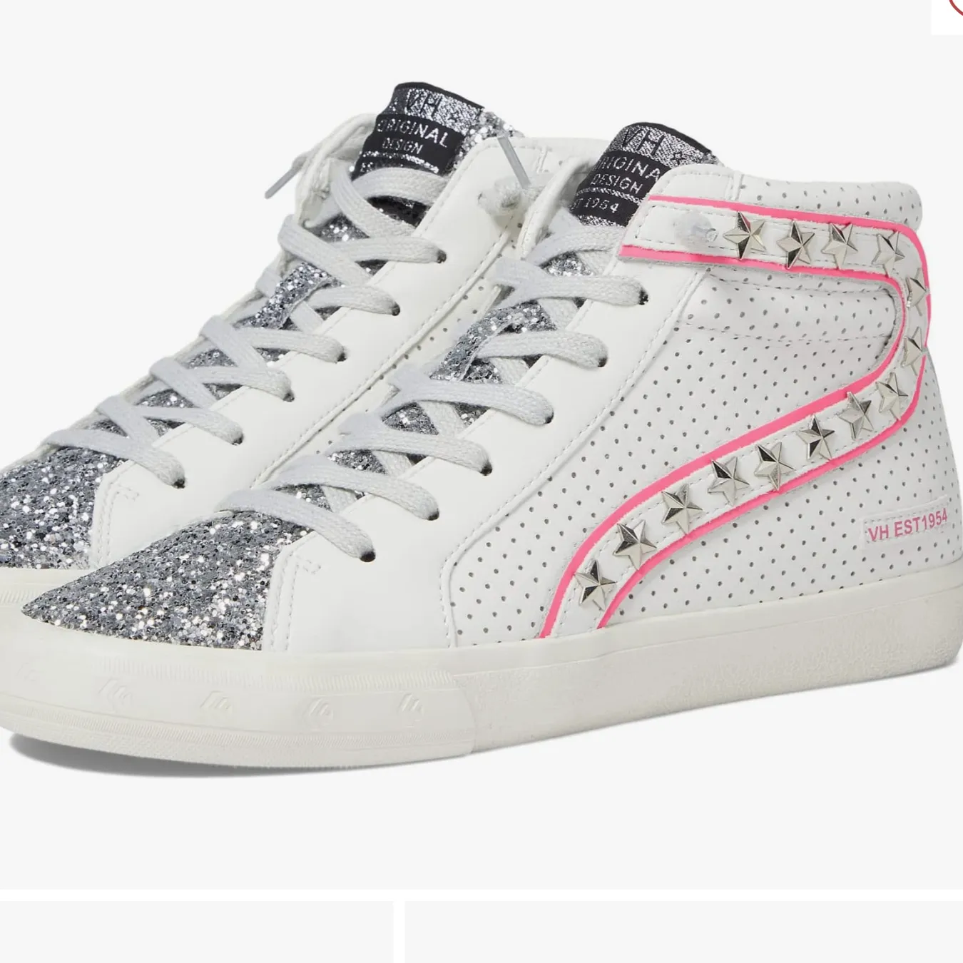 Electric Ave White and Pink Vintage Havana High Top Sneaker