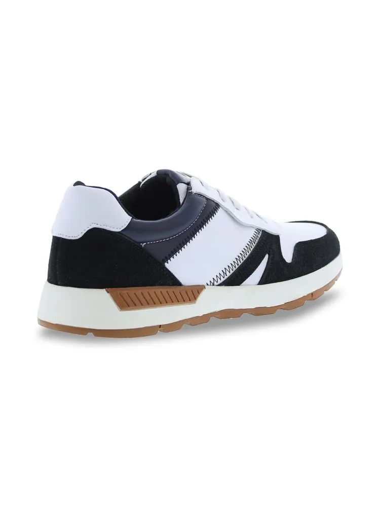 English Laundry Colorblock Leather and Suede Sneaker in White