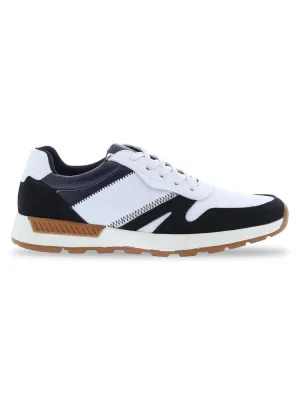 English Laundry Colorblock Leather and Suede Sneaker in White