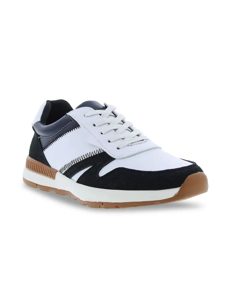 English Laundry Colorblock Leather and Suede Sneaker in White