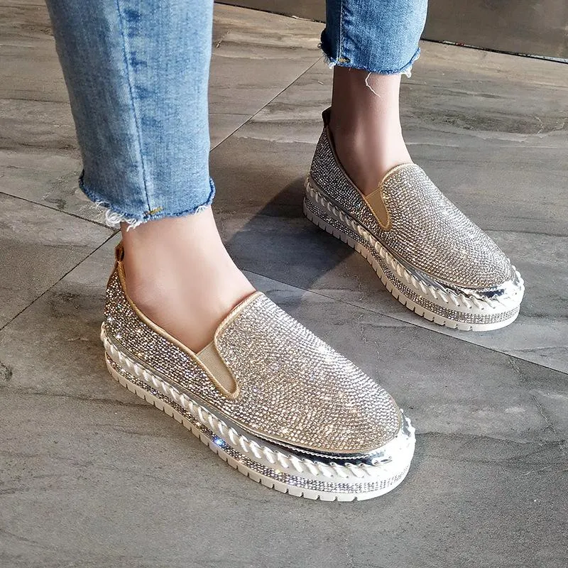 Fashion Rhinestone Plimsolls Lazy Moccasins shoes