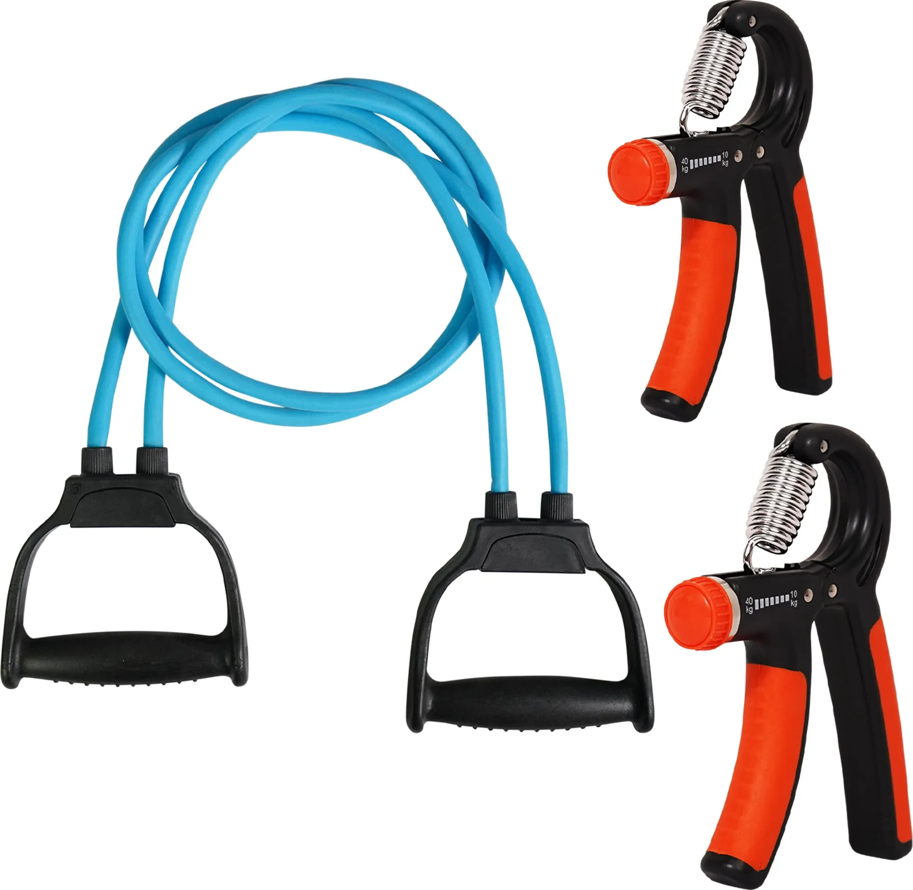 Fitness Combo of Double Toning Tube & 2 PC Hand Gripper for Workout Orange