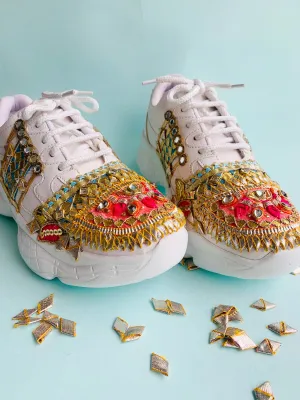 Funky N Trendy hand crafted gottapatti bridal sneakers/ bridesmaid sneakers