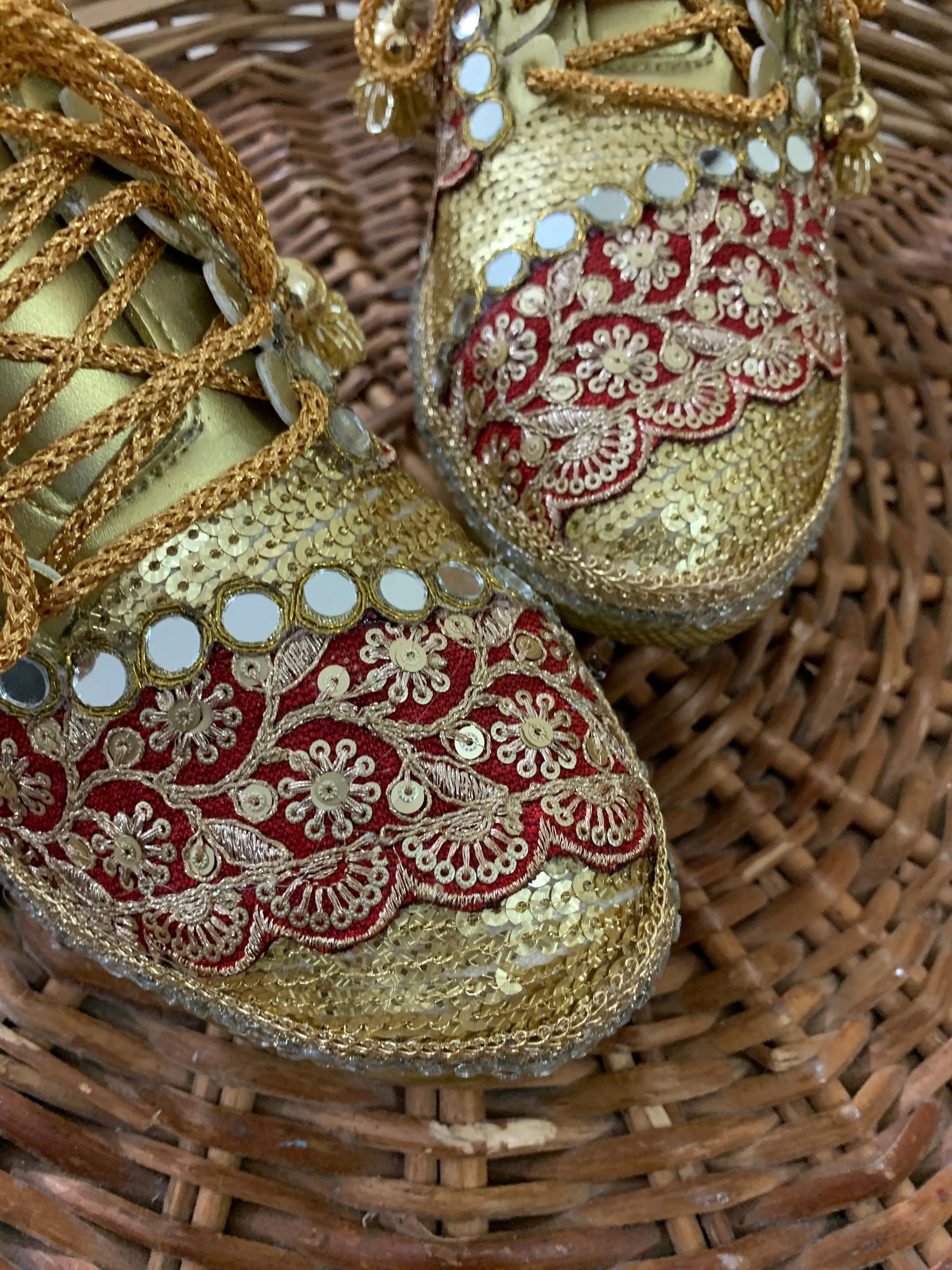 Funky N Trendy Maroon & Gold embroidery work bridal sneakers/ bridesmaid sneaker / golden sneakers/ Maroon sneakers / gold shoes