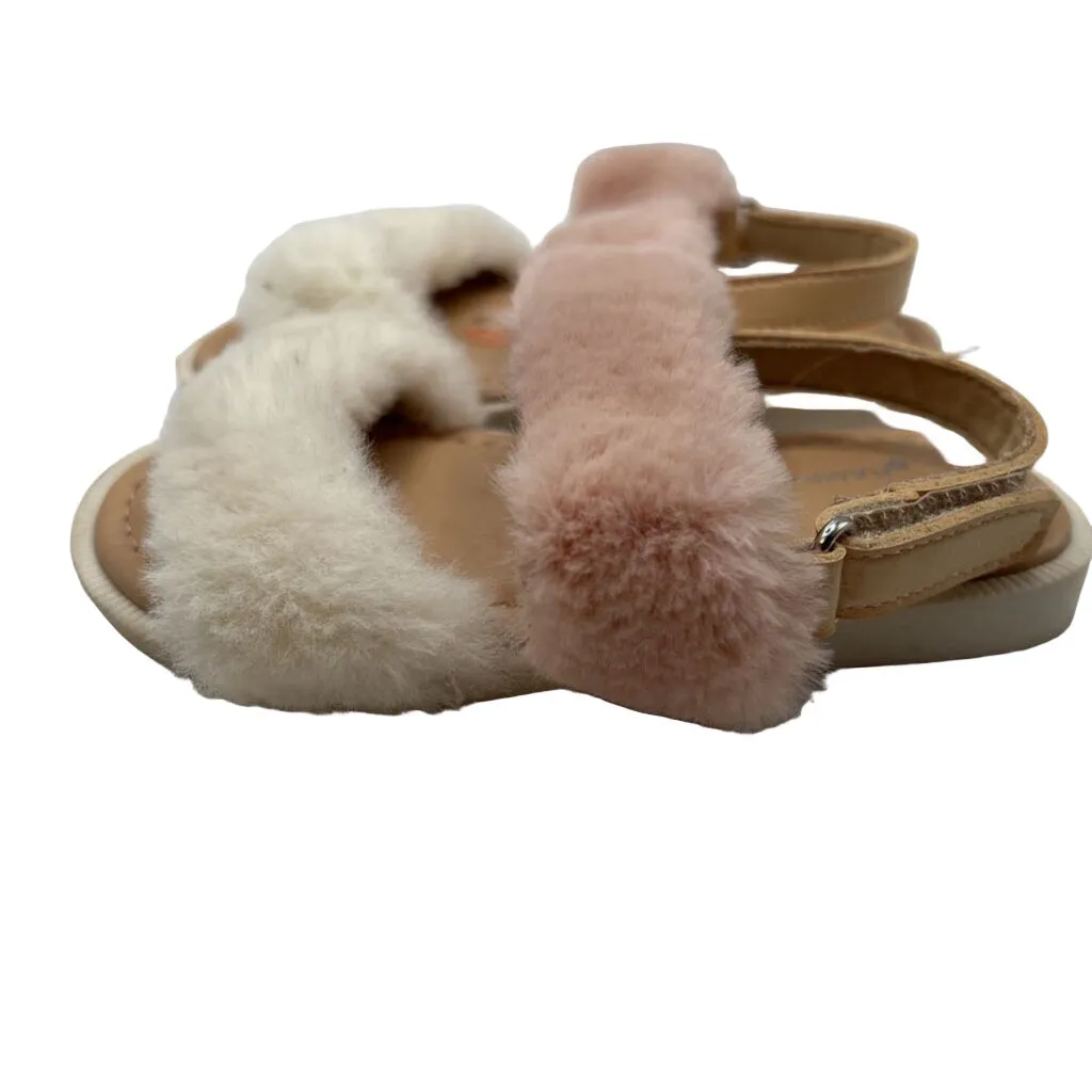 Fur Strap Velcro Sandals