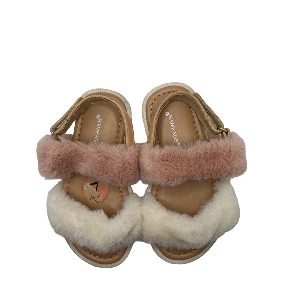 Fur Strap Velcro Sandals