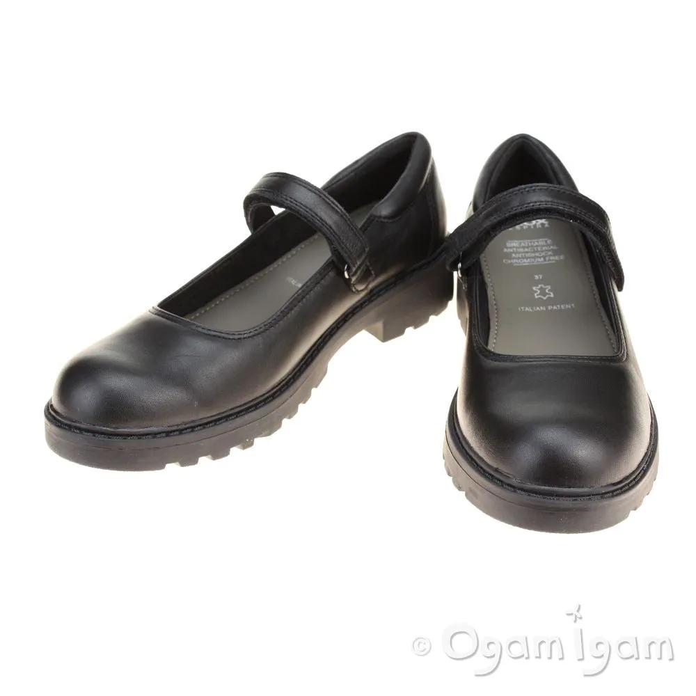 Geox Casey Girls Black School Shoe