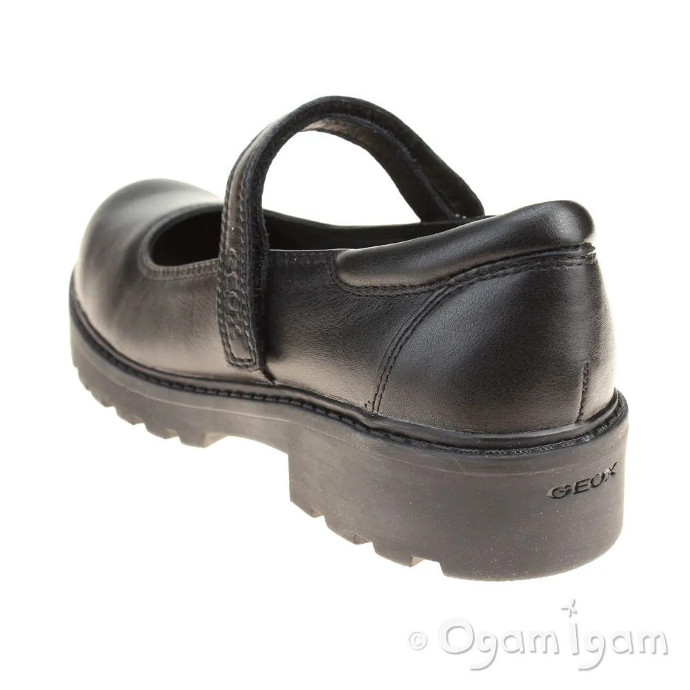 Geox Casey Girls Black School Shoe