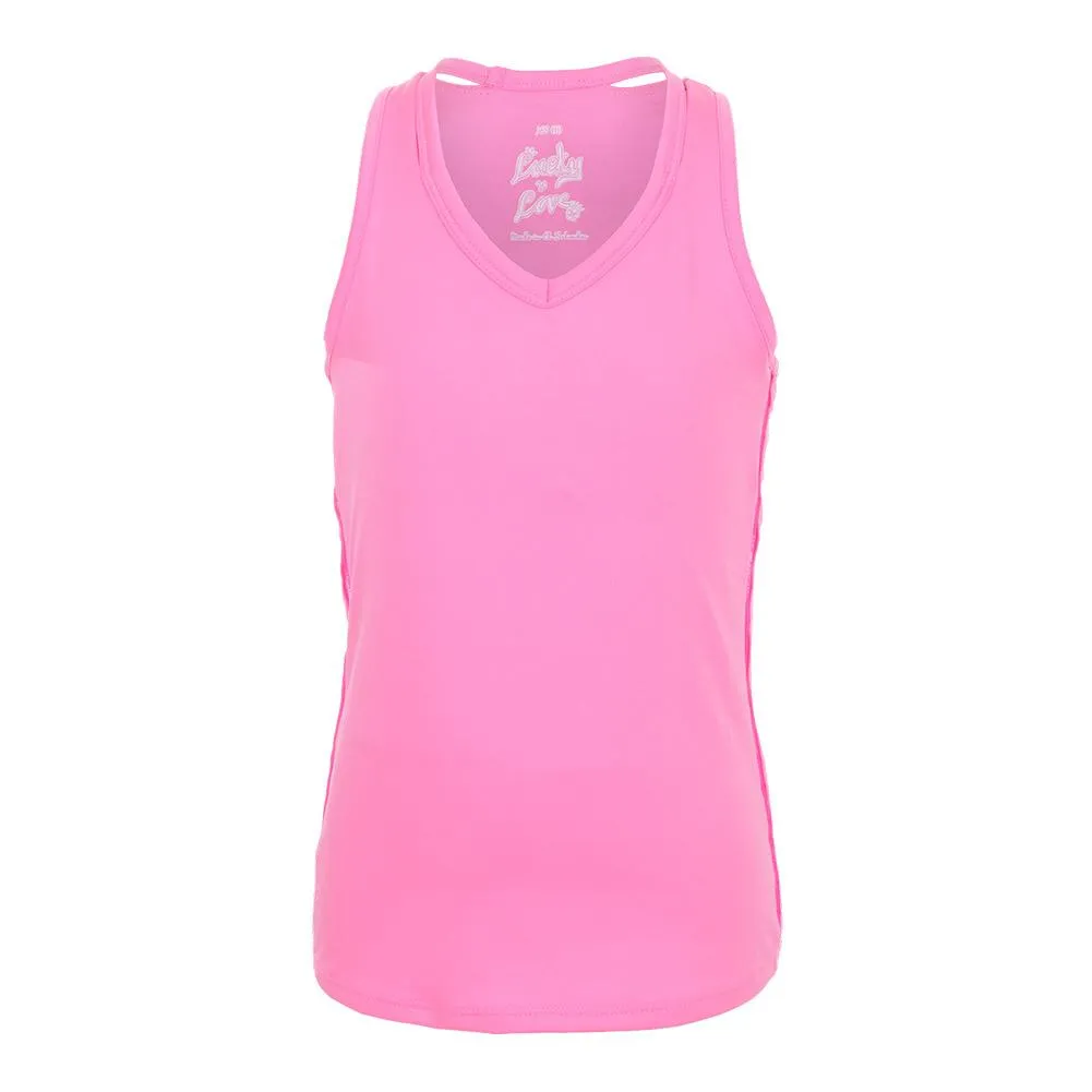 Girls' V-Neck Cutout Tennis Tank Pink