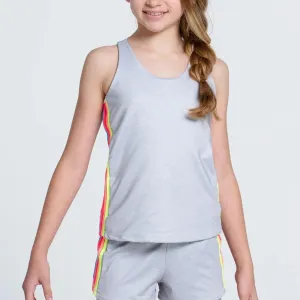 Girls'Heather Prisma Stripe Tank Gray