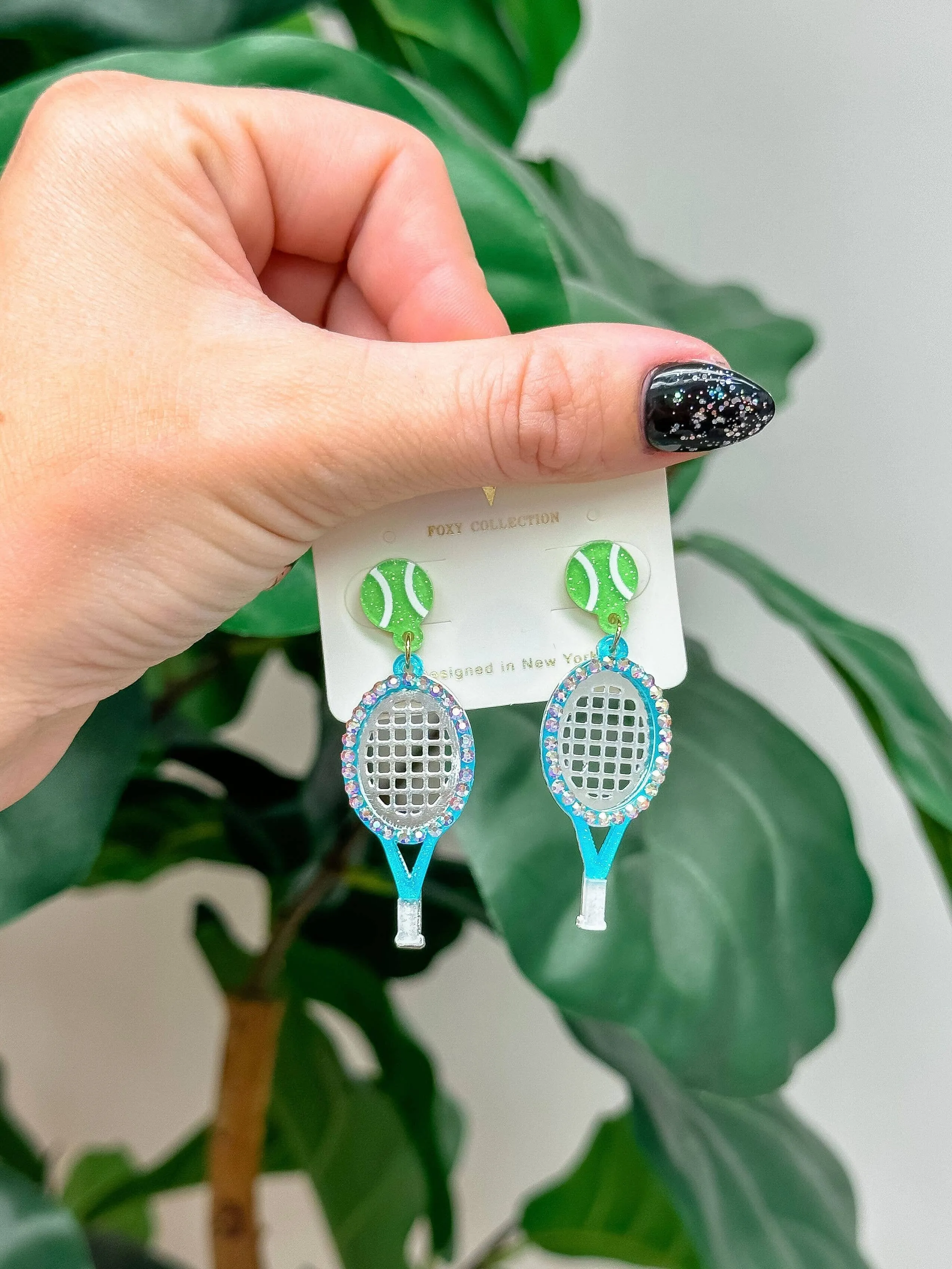 Glitzy Tennis Dangle Earrings: Pink