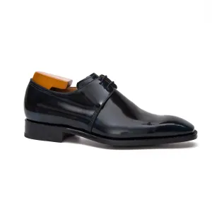 Goodyear welt derby patent leather shoes