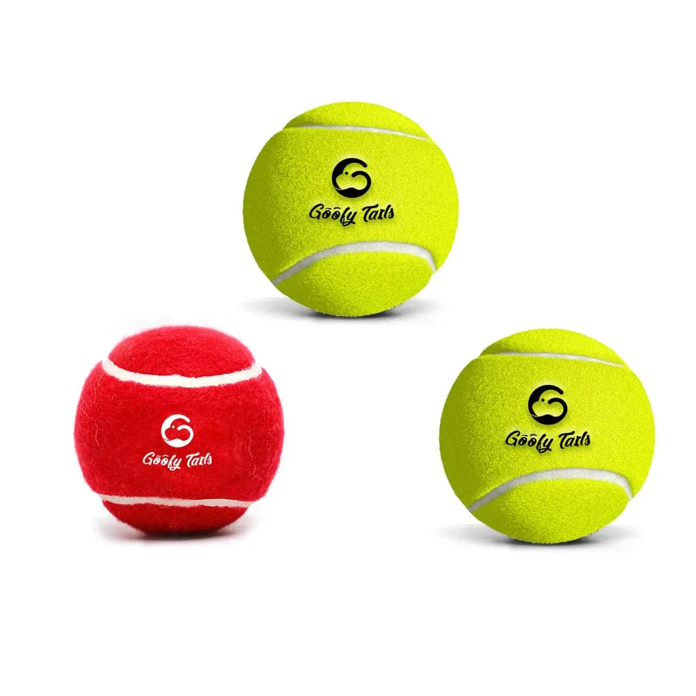 Goofy Tails Tennis Dog Ball | Tennis Ball 3 Ball Combo for All Dog Breed | Dog Toy Ball