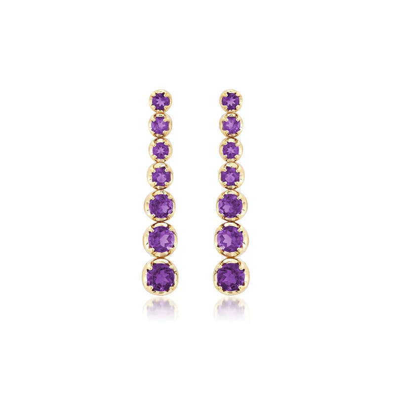 Graduated Amethyst Tennis Studs