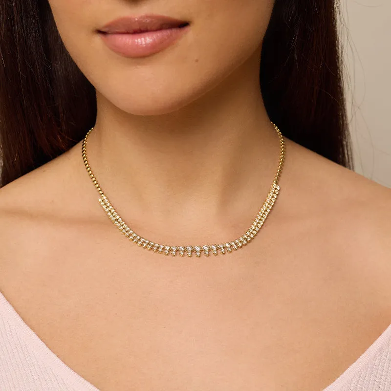 Graduated Diamond Tennis Necklace with Diamond Accent