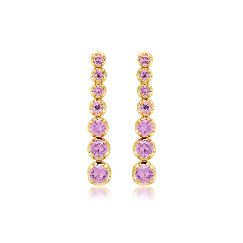 Graduated Pink Sapphire Tennis Studs