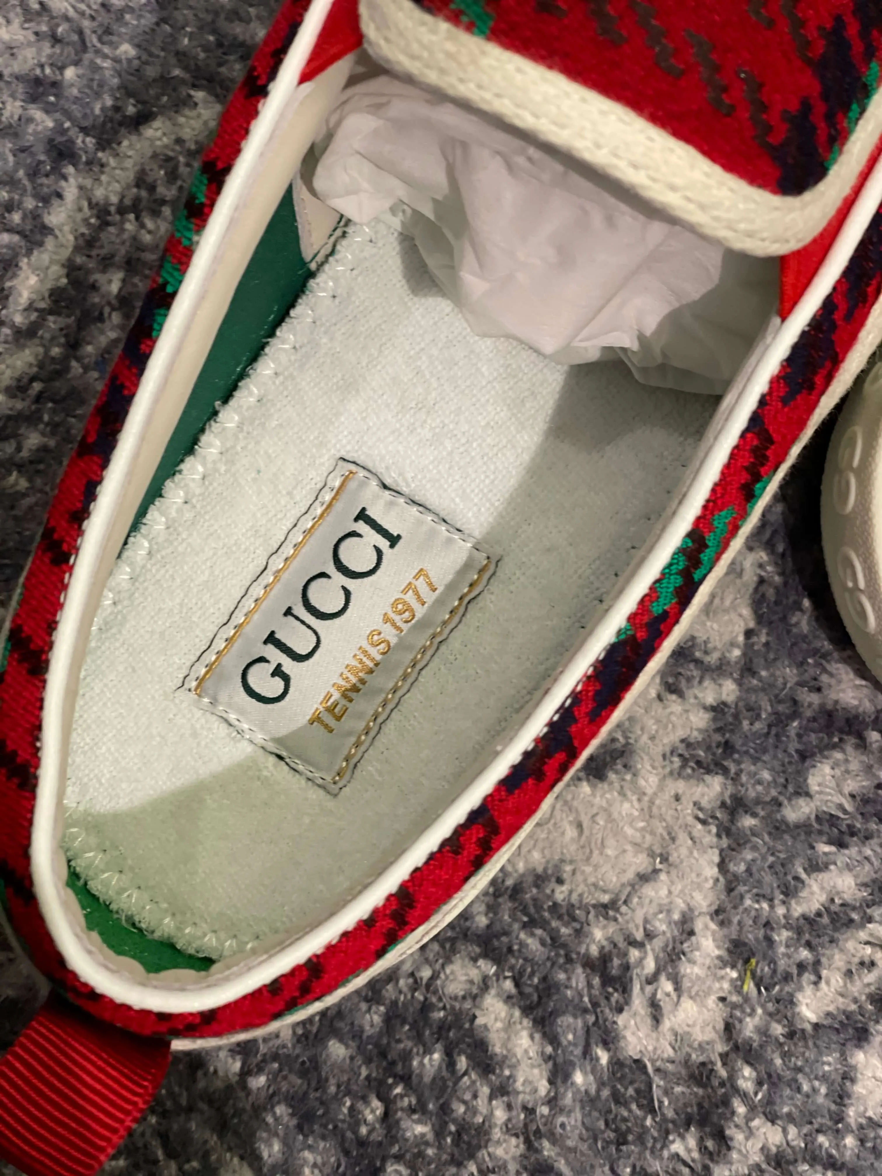 Gucci Tennis 1977 Red Green Slip On Sneakers