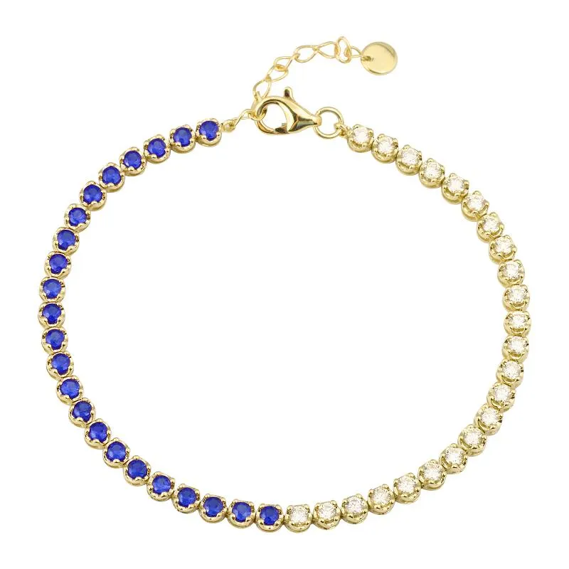 Half Lapis Half Diamond Tennis Bracelet