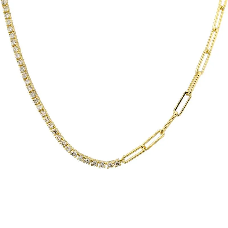 Half Link Chain & Sapphire Tennis Necklace