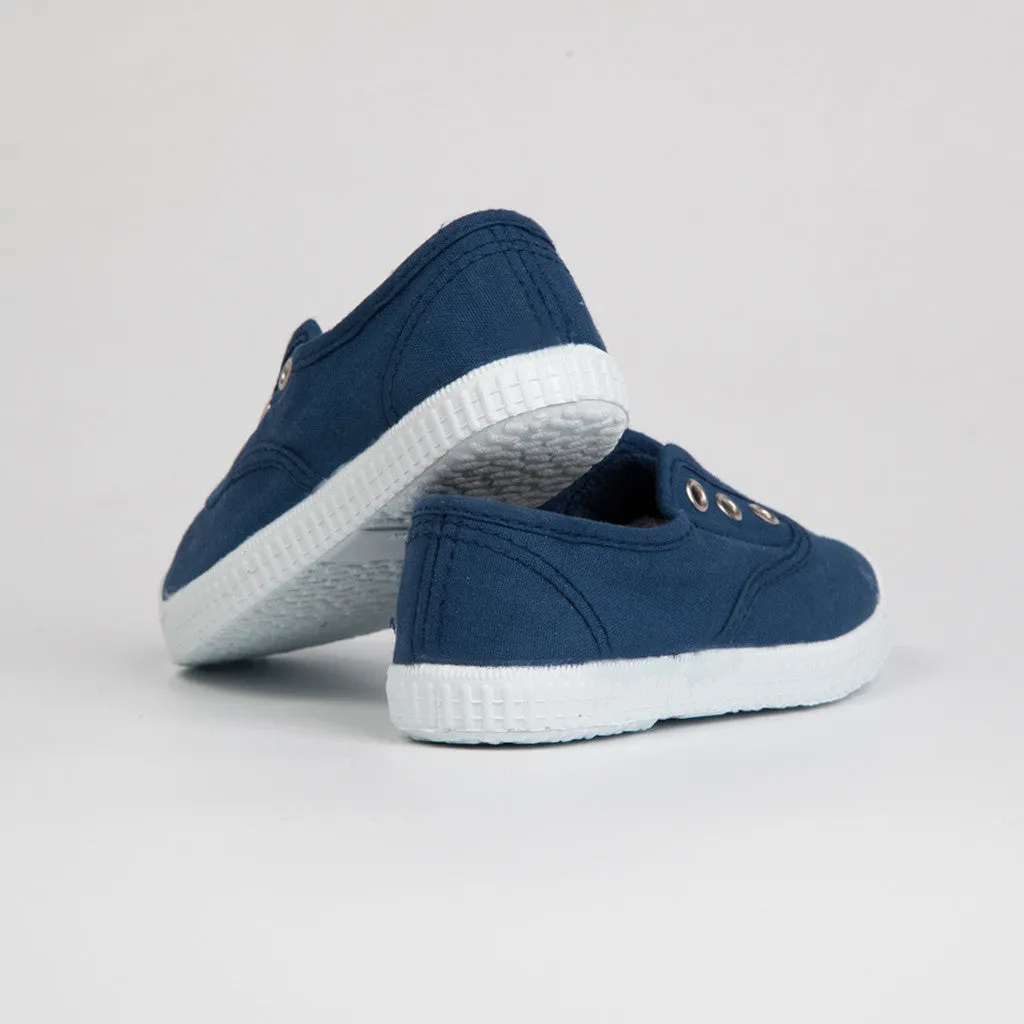 Hampton Canvas Navy Plums - (EU 24-36)