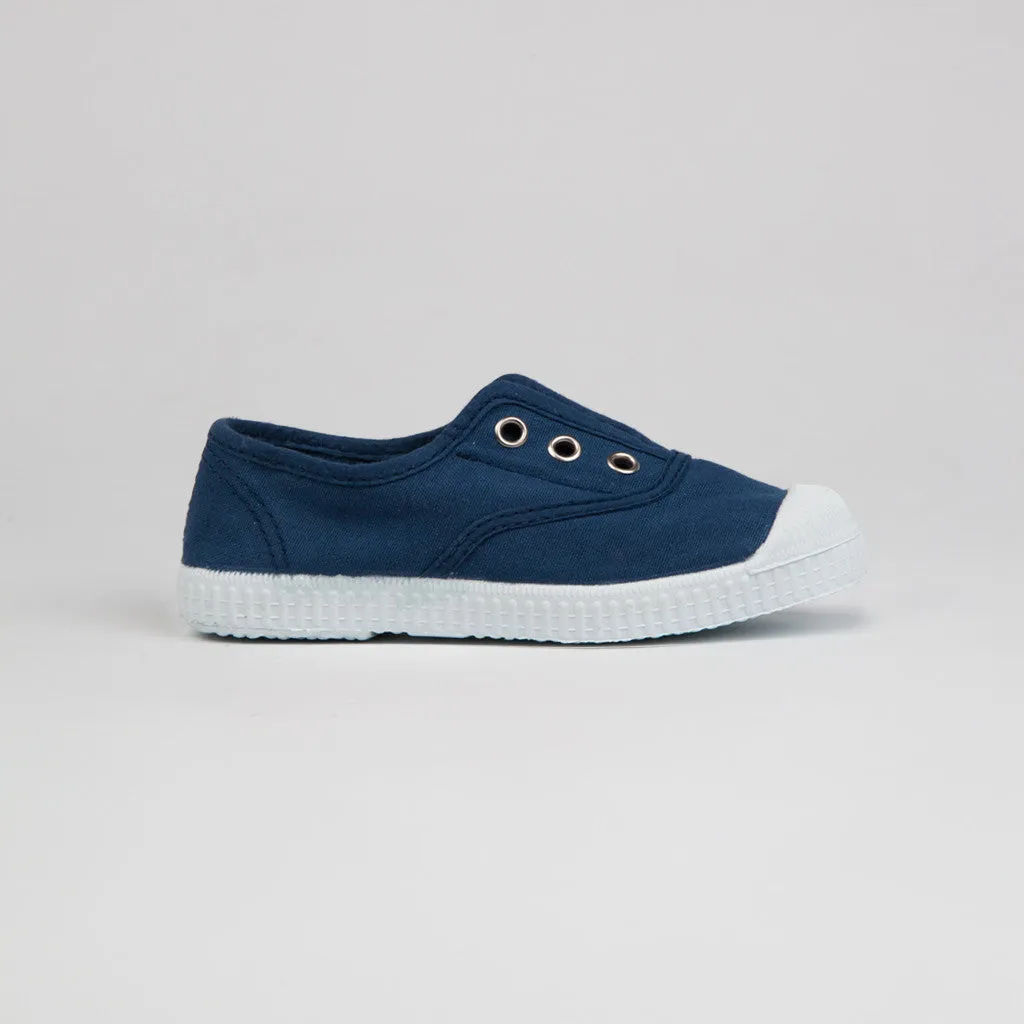 Hampton Canvas Navy Plums - (EU 24-36)