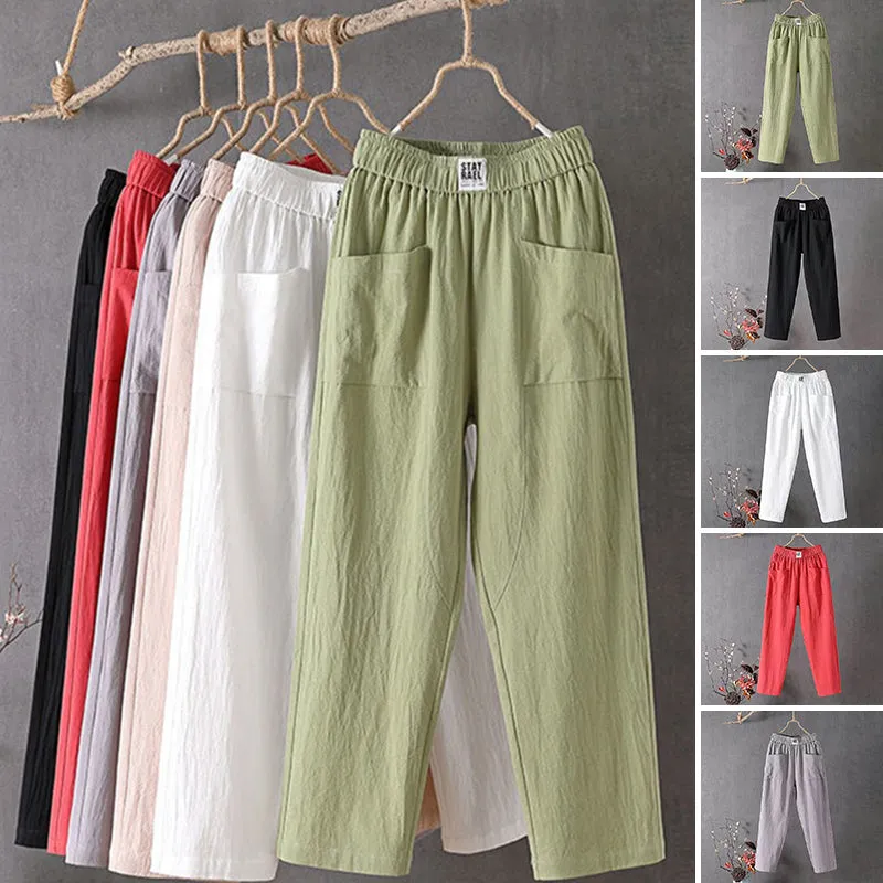 High Waist Solid Color Straight Pants For Women