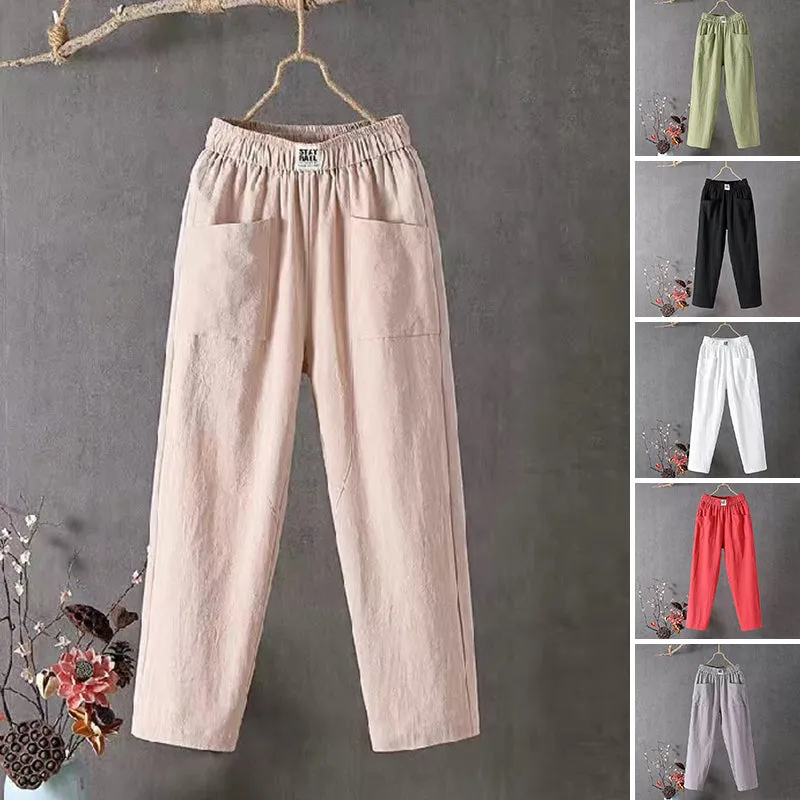 High Waist Solid Color Straight Pants For Women