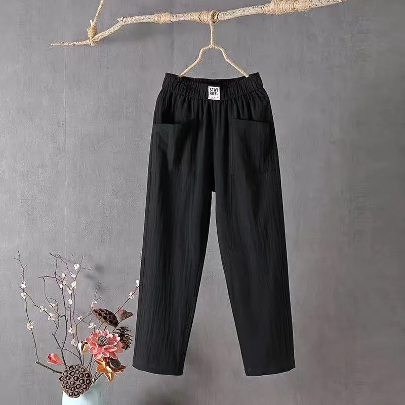 High Waist Solid Color Straight Pants For Women