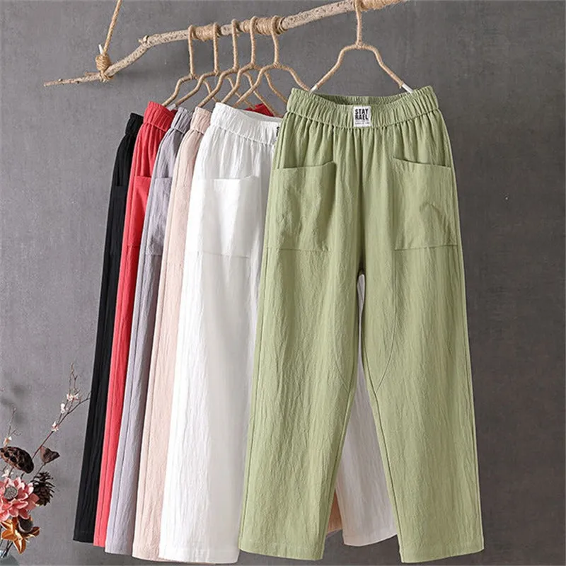 High Waist Solid Color Straight Pants For Women