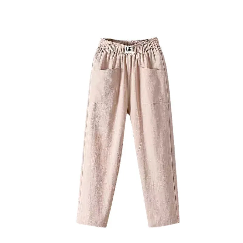 High Waist Solid Color Straight Pants For Women