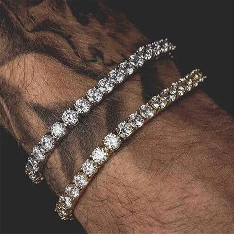 Hip Hop Bling Iced Out Diamond Crystal Bracelet Tennis Chain