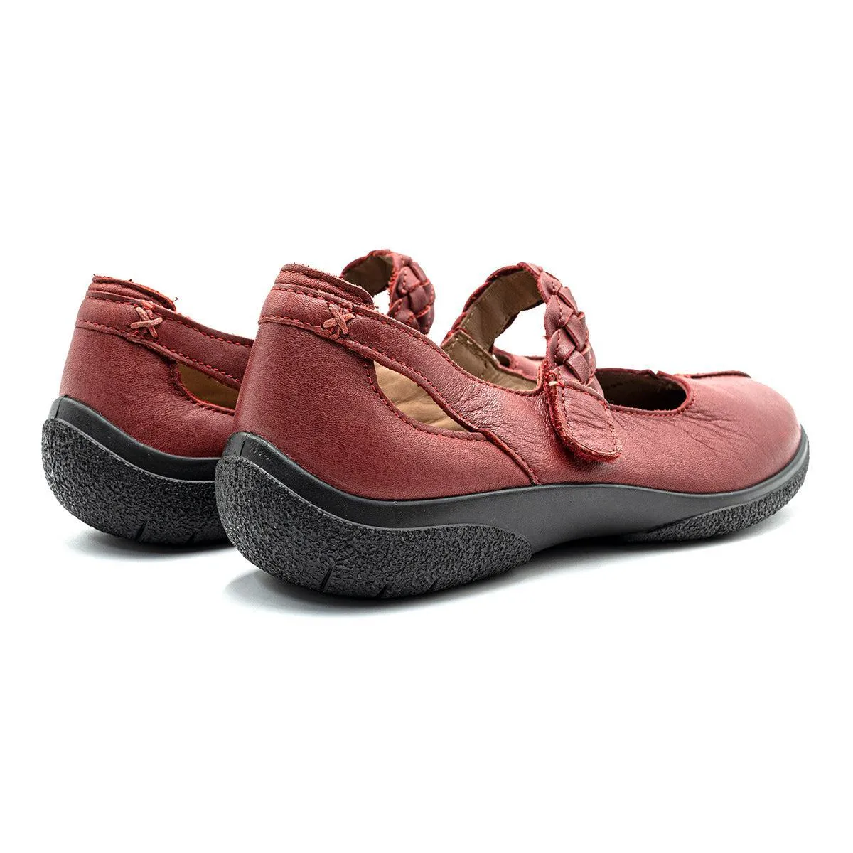 Hotter Shake Mary Jane Ballerinas Leather Red Colour For Women