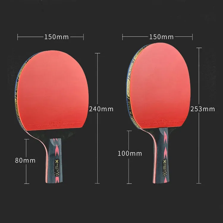 HUIESON HS-CPPX5 Five Stars Carbon Fiber Double-sided Reverse Adhesive Table Tennis Training Racket Set, Specification: Pen Hold Grip Racket