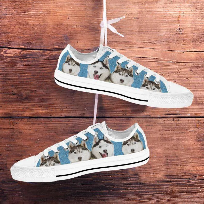 Huskies Cute Dog Print Classic Canvas Tennis Shoes