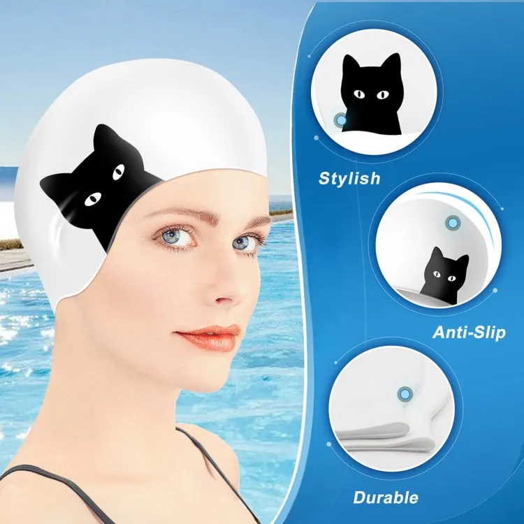 Hy08 Cute Cartoon Print Silicone Swimming Cap, Spec: Princess Cat