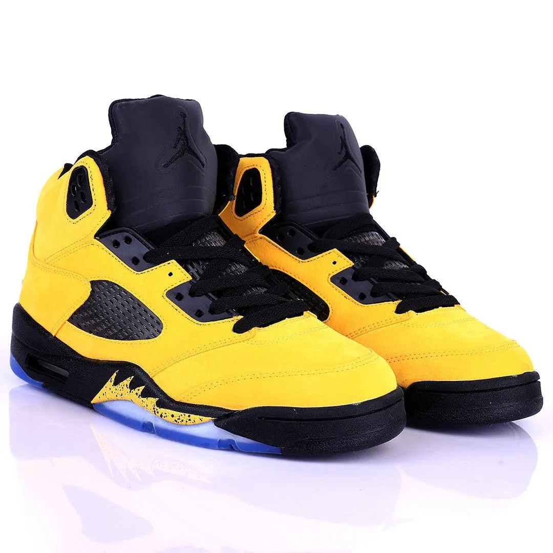 Jord  Yellow And Black Designed Classic Retro Basketball sneakers