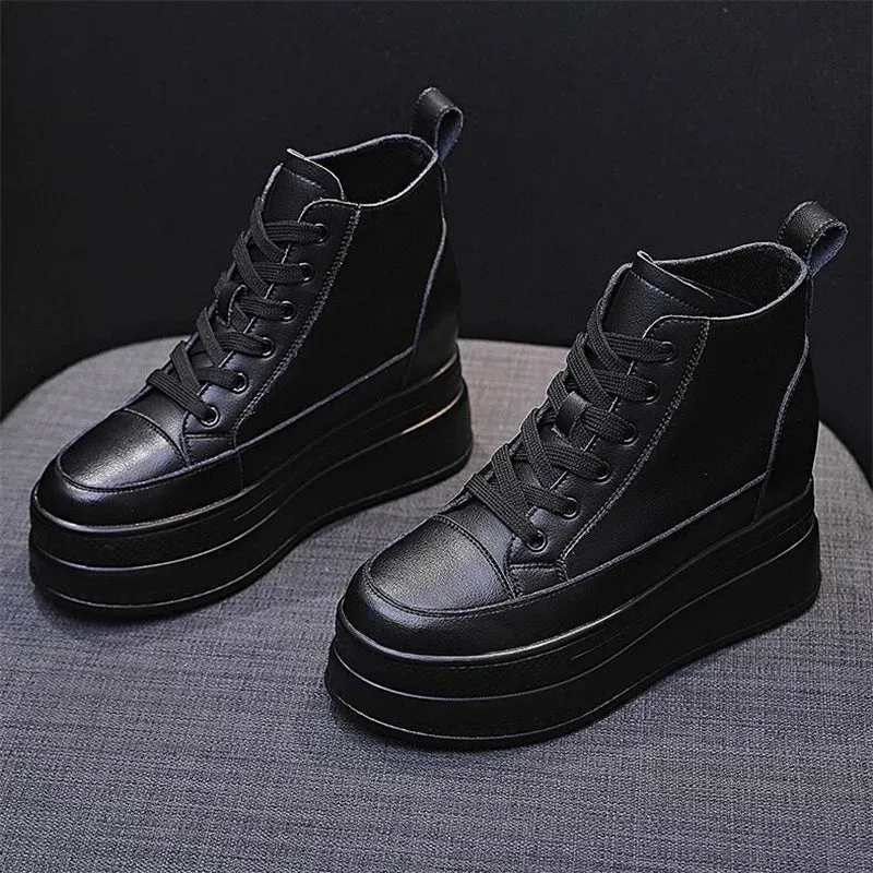 Joskaa 2024 New Black Platform High Top Women Sneakers