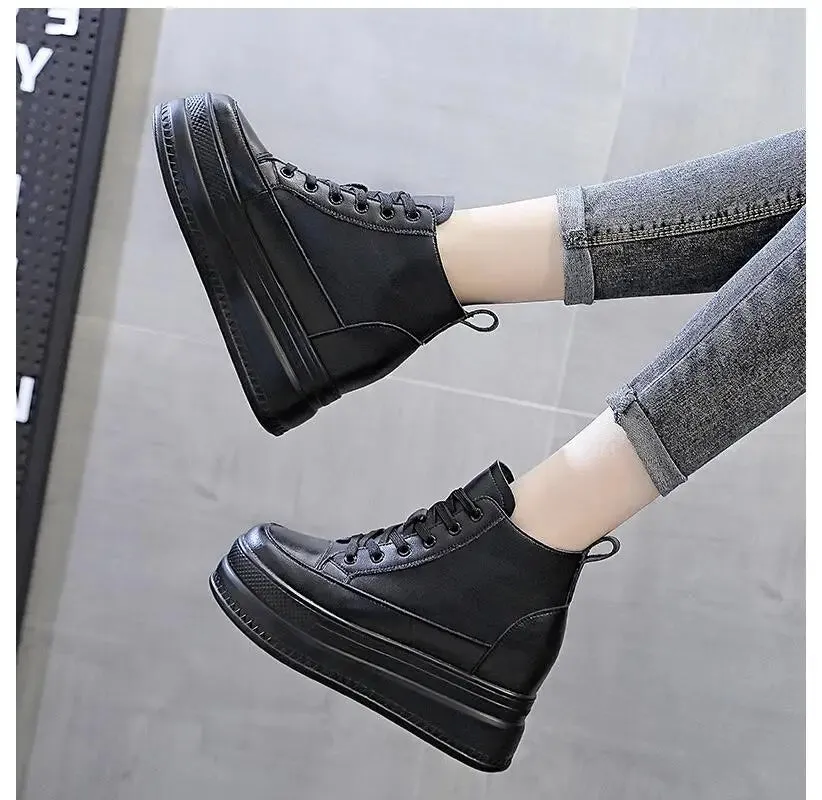 Joskaa 2024 New Black Platform High Top Women Sneakers