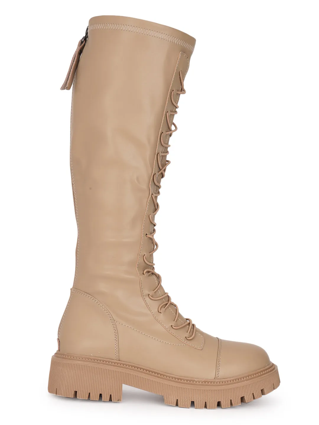 Khaki PU High-End-Fashion Stylish Long Boots (TC-RS3702-KHA)