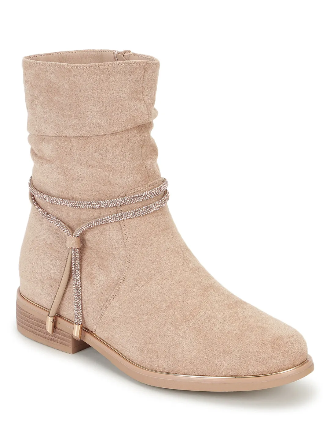 Khaki Suede High-End-Fashion Stylish Ankle Boots (TC-RS3690-KHA)