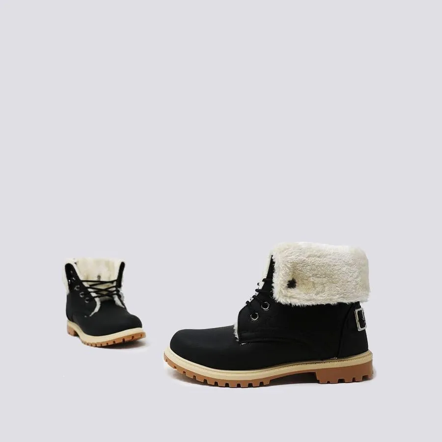 Kiera Fur Trim With Buckle Detail Boot