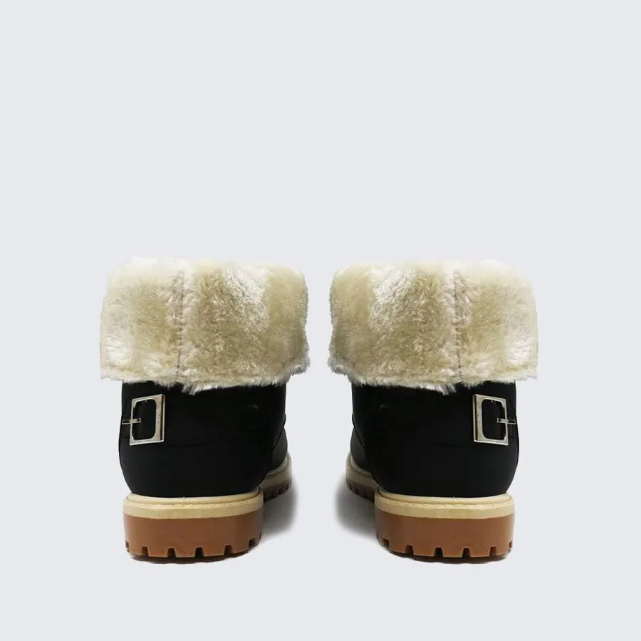 Kiera Fur Trim With Buckle Detail Boot