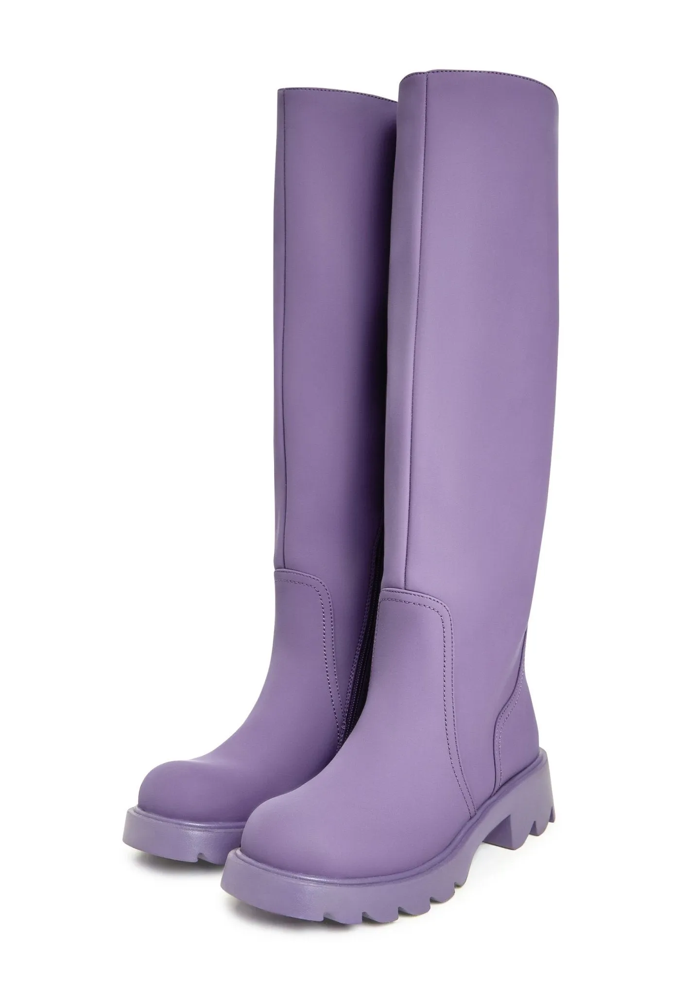 Knee-High Chunky Sole Boots - Lilac