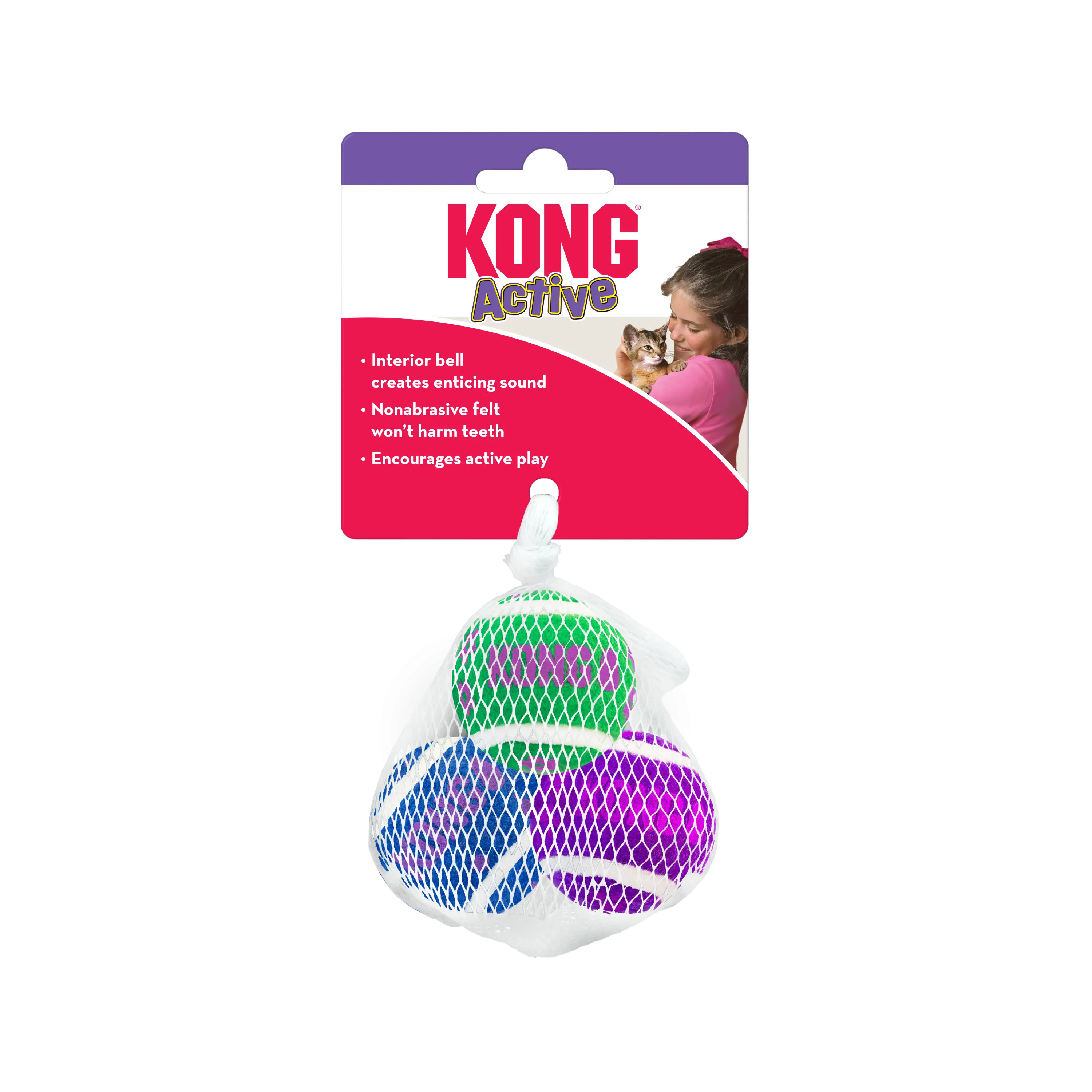 KONG | Cat Toys | Tennis Balls with Bells - 3 Pack