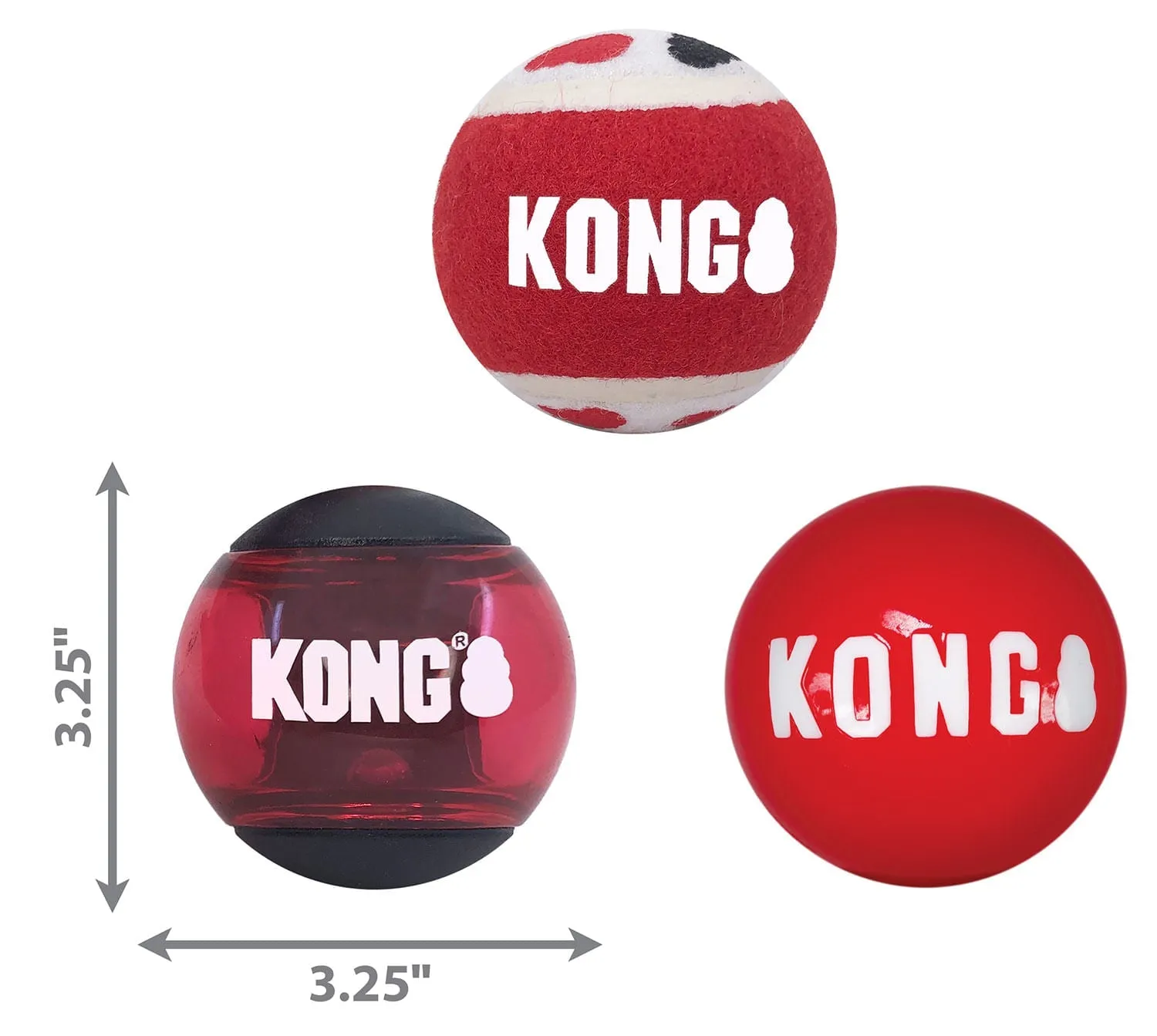 KONG Signature Balls, 3pk Asst LG