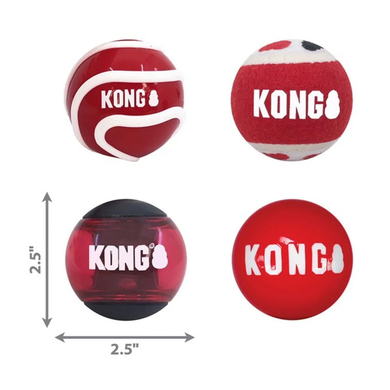 KONG Signature Balls 4pk Assorted Medium